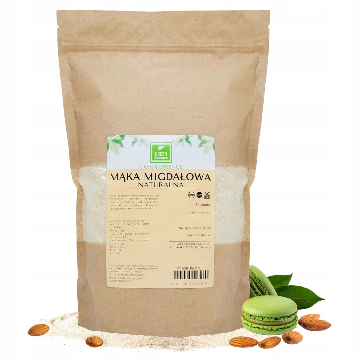 MĄKA MIGDAŁOWA migdały mielone naturalne keto 500g