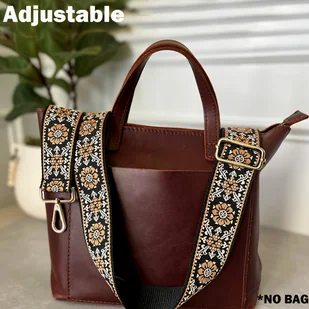 TEMU 3.8cm/1.5calowy Szeroki Czarno-Brązowy Beżowy Wzorzysty Elastyczny Obrotowy Odpinany Regulowany Szeroki Pasek na Ramię Bez Torby, Odpowiedni do - Inne - miniaturka - grafika 1