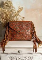 Torebki damskie - Torebka skórzana ręcznie rzeźbiona ciekawe wzory kopertówka - miniaturka - grafika 1