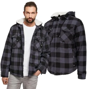 Kurtka Brandit Lumber Jacket Hooded Black/Grey Gingham - Odzież taktyczna i umundurowanie - miniaturka - grafika 1