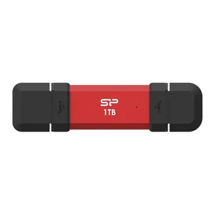 Dysk zewnętrzny ssd silicon power ds72 1tb usb-a usb-c 1050/850 mb/s czerwony SP001TBUC3S72VPR - Dyski SSD - miniaturka - grafika 1