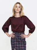 Bluzki damskie - Satynowa bluzka z rękawem 3/4 - miniaturka - grafika 1