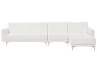 Sofy i kanapy - Beliani Sofa modułowa rozkładana skóra ekologiczna biała lewostronna ABERDEEN - miniaturka - grafika 1