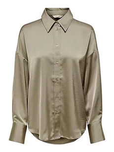 ONLY Onlmarta Ls Oversize Satin Shirt WVN bluzka damska, Weathered Teak, S - Bluzki damskie - miniaturka - grafika 1
