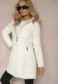 Kurtki damskie - Biało-Beżowa Dwustronna Kurtka z Odpinanym Kapturem Warianti - miniaturka - grafika 1