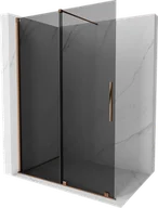 Ścianki i drzwi prysznicowe - Mexen Velar ścianka prysznicowa rozsuwana Walk-in 140 x 200 cm, grafit 8 mm, różowe złoto - 871-140-000-43-60 - miniaturka - grafika 1