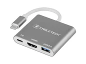 Adaptery i przejściówki - Cabletech Złącze adapter Cabletech wtyk Typu C gniazda USB 3.0 HDMI 2.0 Typu C KOM0952 KOM0952 - miniaturka - grafika 1