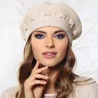 Czapki damskie - Beret damski AMIRA Jasny beż - miniaturka - grafika 1