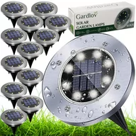 Lampy ogrodowe - Lampki Solarne Ogrodowe Najazdowe LED Zestaw 12szt Wbijane Gruntowe Dysk GARDLOV - miniaturka - grafika 1