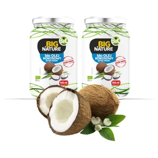 Big Nature Olej kokosowy extra virgin tłoczony na zimno zestaw 2 x 900 ml Bio - oliwa lub olej - Oliwa - miniaturka - grafika 1