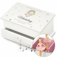 Pozytywki dla dzieci - Szkatułka na biżuterię z pozytywką i szufladką z nadrukiem dla dziewczynki na chrzest - miniaturka - grafika 1