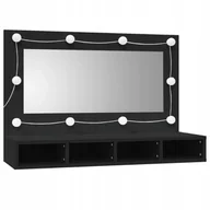 Szafki łazienkowe - Szafka z lustrem i oświetleniem Led, czarna, 90x3 - miniaturka - grafika 1