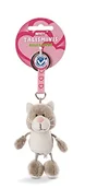 Breloki - NICI NICI 47553 7 cm talizminis  zawieszka z motywem kota przytulanki z kółkiem na klucze, brelok do kluczy, breloczek na klucze i breloczek do kluczy  zawieszka do torebki z przesłaniem, szara/biała 47553 - miniaturka - grafika 1