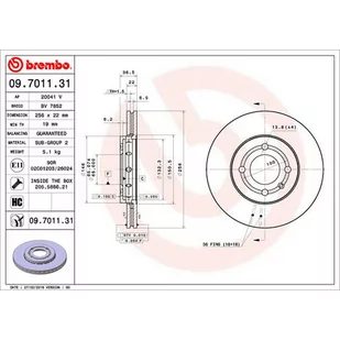 Tarcza hamulcowa BREMBO 09.7011.31 - Tarcze hamulcowe - miniaturka - grafika 1