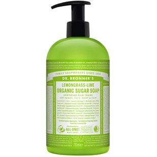 Organic DR. BRONNER'S Mydło Sugar Soap Trawa Cytrynowa z Limonką, Dr. Bronners, 710 ml - Mydła - miniaturka - grafika 2