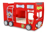 Łóżka dla dzieci i młodzieży - Łóżko piętrowe HAPPY BUS czerwony z materacami - miniaturka - grafika 1