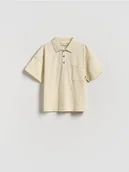 Bluzki dla niemowląt - Reserved - Bawełniany t-shirt polo - złamana biel - miniaturka - grafika 1