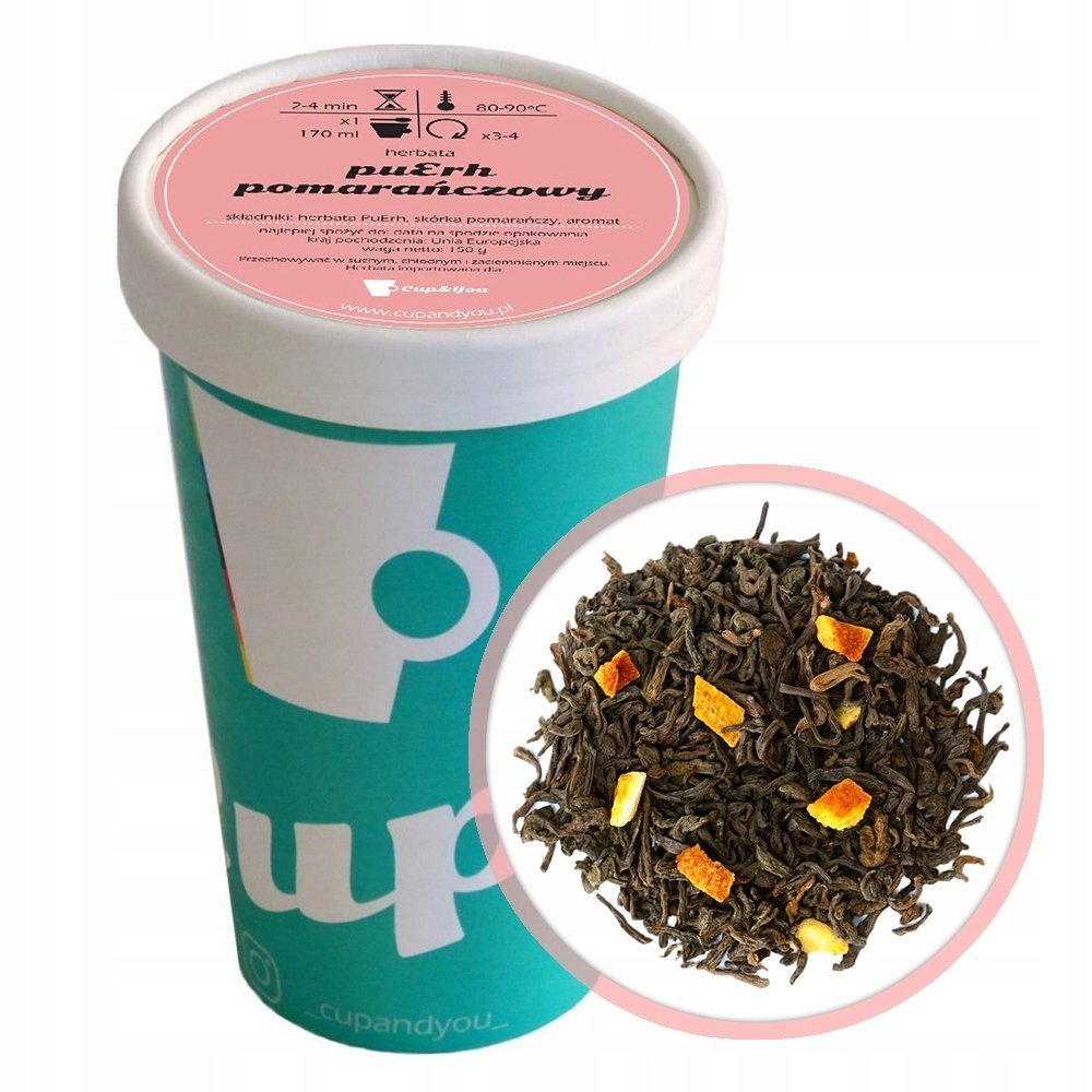 Najlepsza liściasta herbata czerwona puerh POMARAŃCZOWA skórka pomarańczy - herbata liściasta sypana mieszanka napar susz