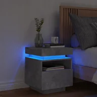 Szafki nocne - Szafka nocna z oświetleniem Led, szarość betonu, 40x39x48,5 cm - miniaturka - grafika 1