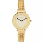 Zegarki damskie - Złoty damski zegarek z bransoleta mesh PACIFIC X6099-07 - miniaturka - grafika 1