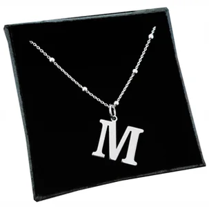 Srebrny łańcuszek kulkowy z dużą literką M 50cm SR - Łańcuszki - miniaturka - grafika 1