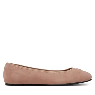 Baleriny Tommy Hilfiger Th Hardware Suede Ballerina FW0FW08655 Beżowy - Baleriny - miniaturka - grafika 1
