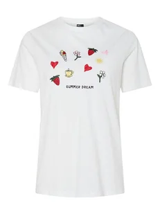 Pieces Koszulka "Funly" w kolorze białym - Koszulki i topy damskie - miniaturka - grafika 1