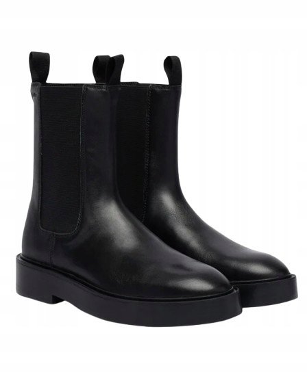 CALVIN KLEIN CZARNE BOTKI DAMSKIE SKÓRZANE Z GUMOWĄ WKŁADKĄ 39 T7C