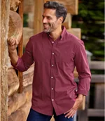 Koszule męskie - Koszula z popeliny w bordowe paski Mężczyzna Atlas For Men - Kolor : Pasiasty - Rozmiar : 4XL - miniaturka - grafika 1