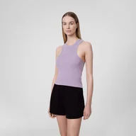Koszulki sportowe damskie - Damski crop top z prążkowanej dzianiny 4F 4FSS22TTSHF405 - miniaturka - grafika 1