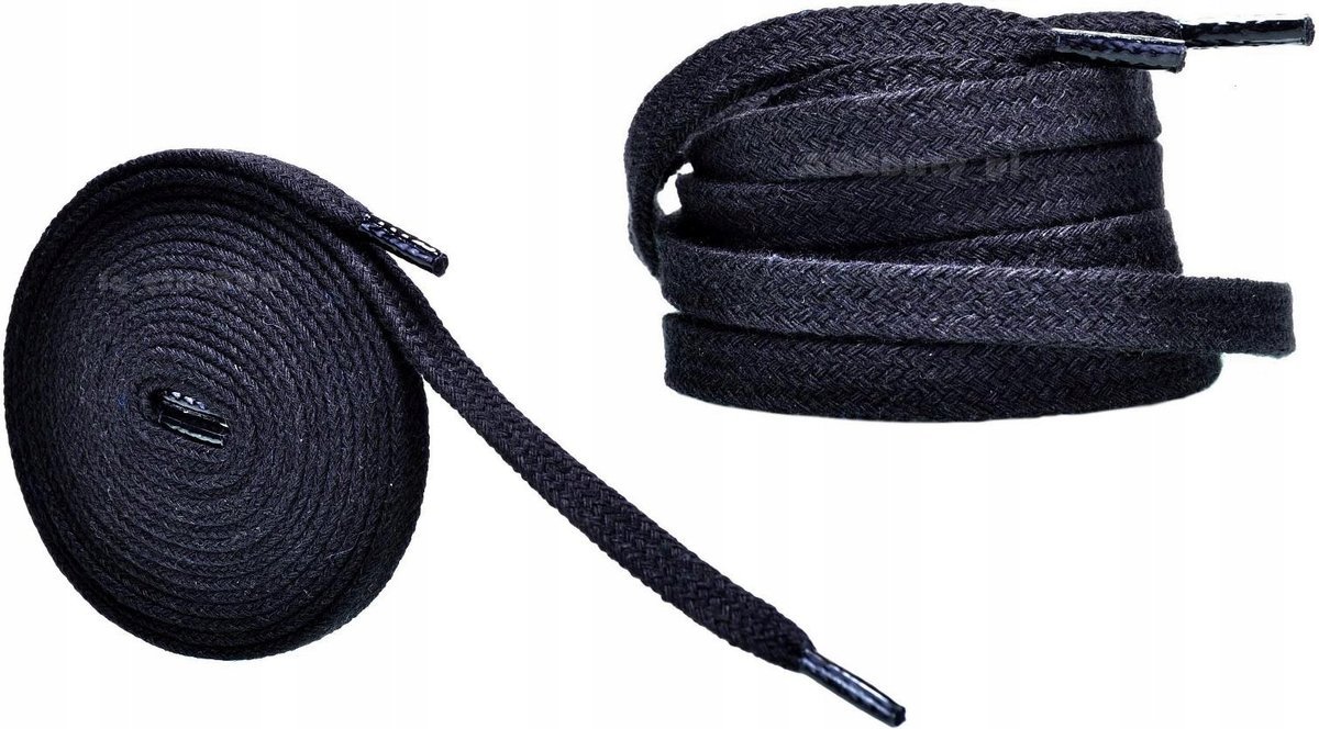 Sznurowadła CZARNE Sznurówki 90 cm PŁASKIE 8 mm GRUBE 0,8 Szerokie G10-05