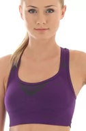 Koszulki sportowe damskie - Stanik sportowy Crop Top Fitness Brubeck CR10070 purpurowy - miniaturka - grafika 1