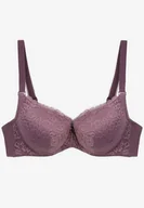 Biustonosze - Fioletowy Koronkowy Biustonosz Zapinany z Tyłu na Haftki na Regulowanych Ramiączkach Ellmira - Born2be - miniaturka - grafika 1