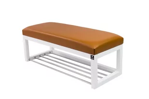 Ławka Na Buty Lpg-4 150Cm Emrawood Drewno Lite Kolor Biały Siedzisko Gładkie Ekoskóra Kolor Brązowy - Ławki do przedpokoju Ławka Na Buty Lpg-4 150Cm Emrawood Drewno Lite Kolor Biały Siedzisko Gładkie Ekoskóra Kolor Brązowy - Ławki do przedpokoju - miniaturka - grafika 1