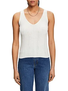Esprit Collection Dzianinowy top z dekoltem w serek, Off White, XL - Koszulki i topy damskie - miniaturka - grafika 1