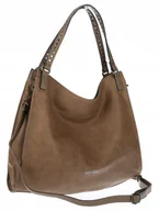 Torebki damskie - Torebka Damska Shopper worek modna duża torba A4 na Ramię 6867 Brązowa - miniaturka - grafika 1