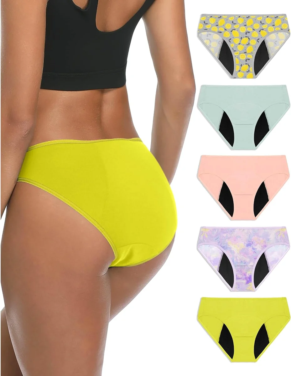 Majtki menstruacyjne damskie XXL figi bikini wysoki krój 5 szt