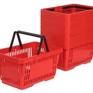 Torby i wózki na zakupy - Zestaw 100x Koszyk zakupowy do przechowywania 2 rączki 22L czerwony KTD - miniaturka - grafika 1