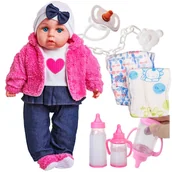 Lalki dla dziewczynek - Lalka bobas interaktywna mówi i śpiewa po polsku + SMOCZEK + PAMPERSY+ BUTELKI - miniaturka - grafika 1