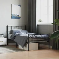 Łóżka - Metalowa rama łóżka z wezgłowiem i zanóżkiem, czarna, 100x190cm Lumarko! - miniaturka - grafika 1