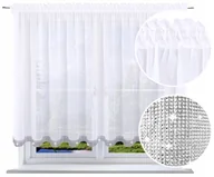 Firany - FIRANA Z CYRKONIAMI 130x400 FIRANKA CEKINY FIRANY DO SALONU GLAMOUR BIAŁE - miniaturka - grafika 1