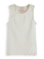 Koszulki i topy damskie - Scotch & Soda Organic Cotton Basic Rib Tank Top with Lace Edges T-Shirt Dziewczyny i Dziewczyny, 0006 biały, 6 - miniaturka - grafika 1
