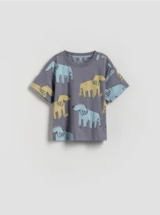 Reserved - Bawełniany t-shirt z nadrukiem - fioletowy - Bluzki dla niemowląt - miniaturka - grafika 1