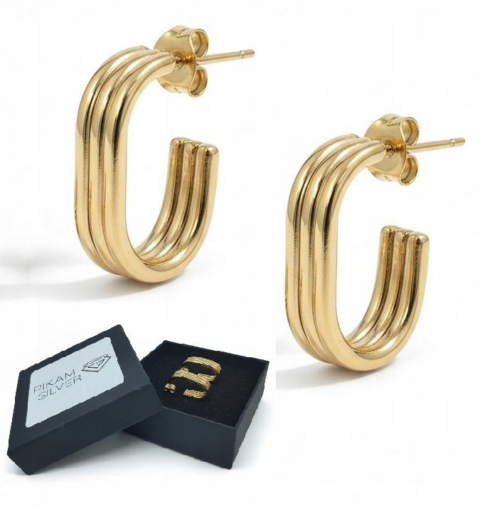 Kolczyki Stal Nierdzewna Chirurgiczna Złoty Kolor Sztyfty Modne Eleganckie