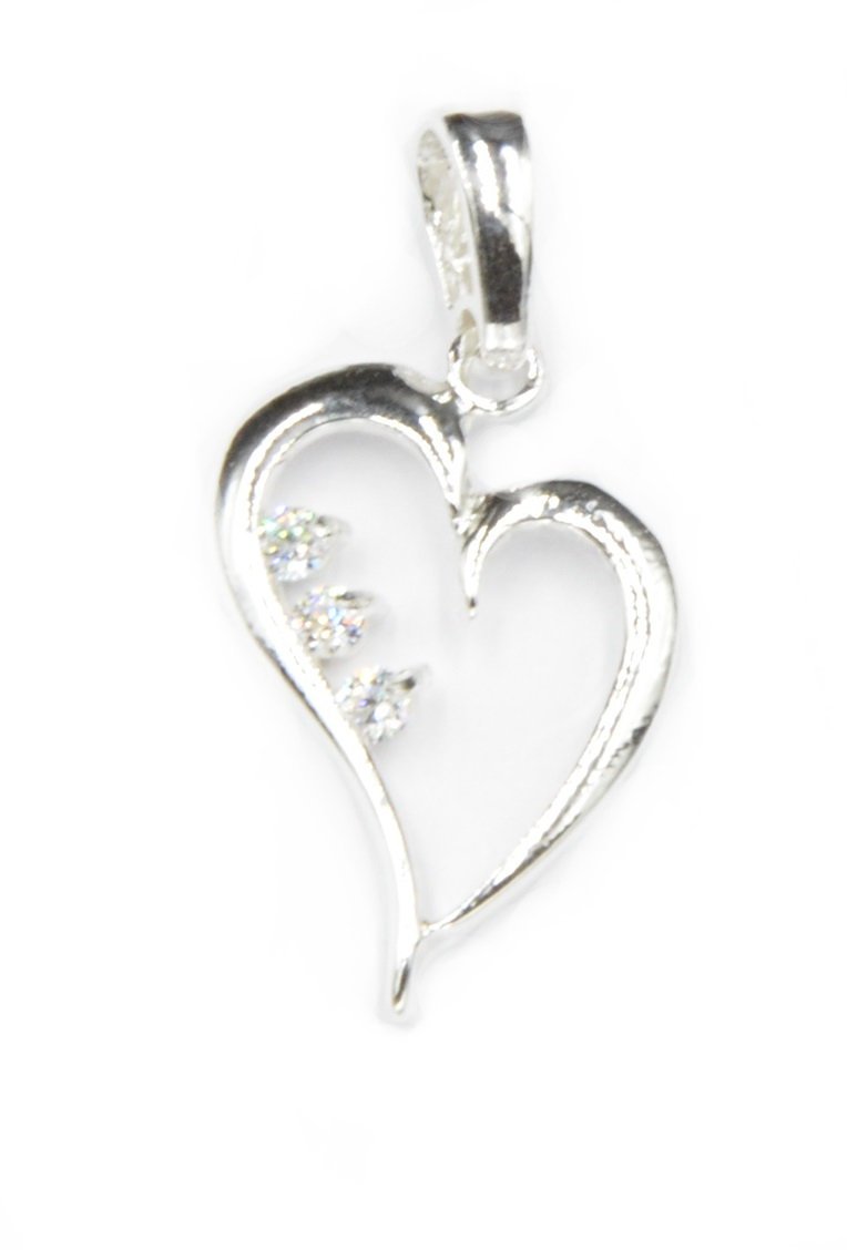 Srebrny Wisiorek Rodowany Serce Z Cyrkoniami.925!