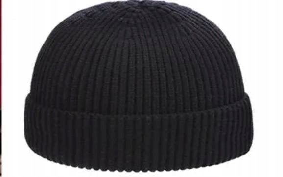Czapka zimowa wełniana czarna klasyczna ciepła beanie streetwear y2k