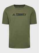 Koszulki sportowe męskie - adidas T-Shirt Terrex Classic Logo HF3283 Zielony Regular Fit - miniaturka - grafika 1