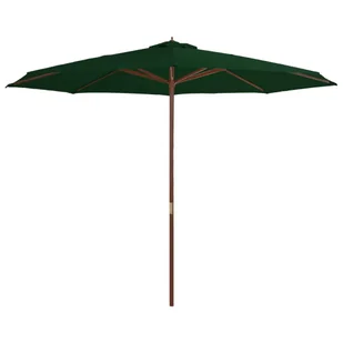 vidaXL Parasol ogrodowy na drewnianym słupku, 350 cm, zielony - Parasole ogrodowe - miniaturka - grafika 5