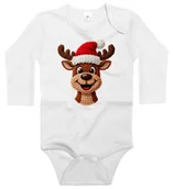 Body dla niemowląt - Body dziecięce Wesoły Świąteczny Renifer Jak Z Szydełka Święta 74/80 - miniaturka - grafika 1