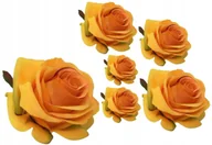 Sztuczne kwiaty - 6x SZTUCZNE KWIATY RÓŻA pomarańczowa do bukiet stroik wiązanka wieniec grób - miniaturka - grafika 1
